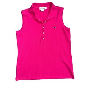 Vineyard Vines Pink Preppy Sleeveless Collared Polo Shirt Size Medium